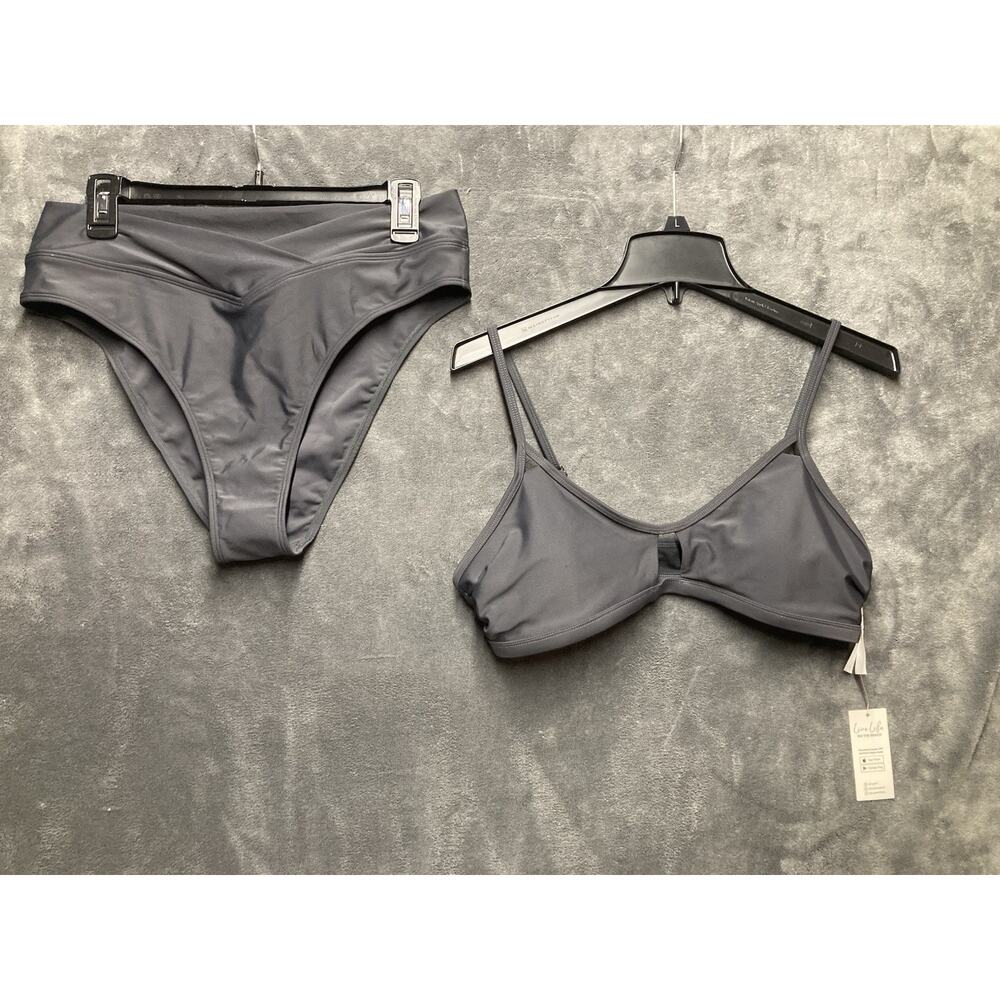 NEW Cupshe 2-Piece Swimsuit V-Cut High-Waisted Bottom Minimalist Bralette Top L